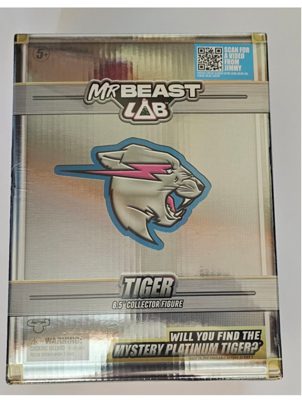 Kids MrBeast Lab Tiger 6.5" Collector Figure One Size Silver Blue